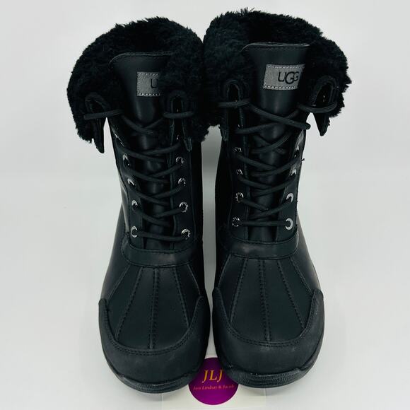 UGG Men\'s Butte Black Waterproof Leather Vibram Winter Snow Boots 5521 Size 9 main image 7